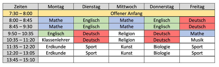 Stundenplan 5er