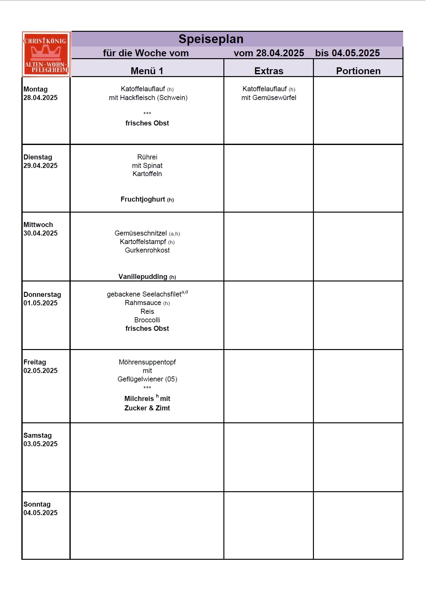 Speiseplan